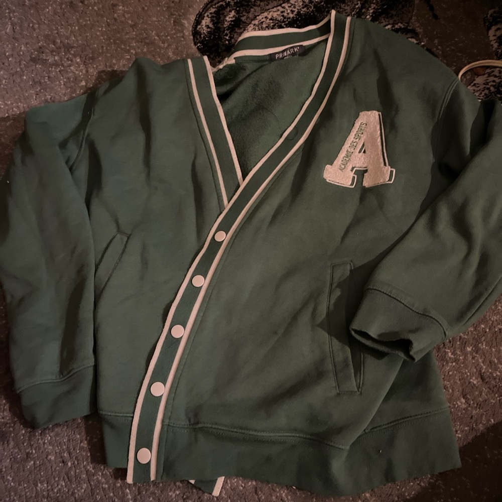 Primark Green Cardigan with Striped Trim